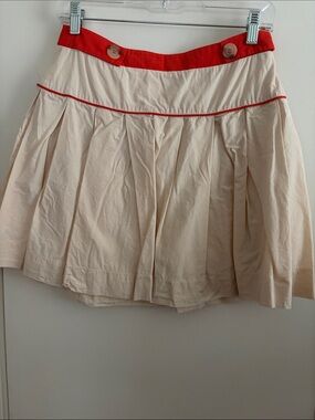 Maeve by Anthropologie Cream Mini Skirt with Coral Waistband